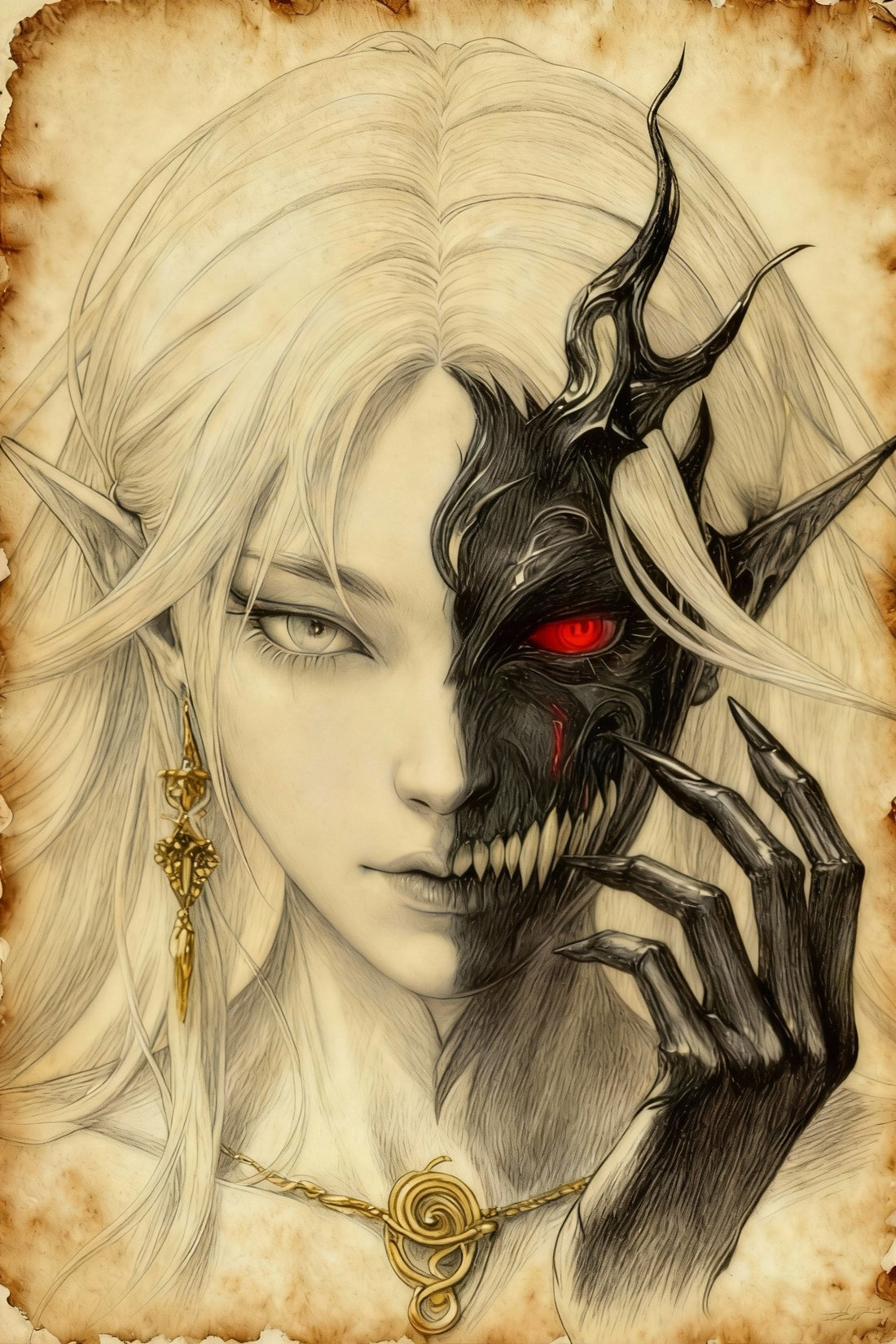 Elder Thing Pendant – Two-Face Dark Elf Gothic Alien Race Necklace