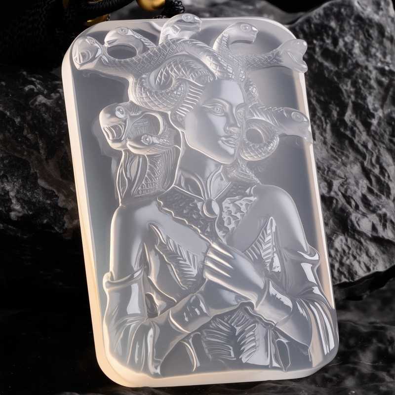 Zurah-Ma'yal The Mother of Molting Chalcedony Carved Pendant Necklace