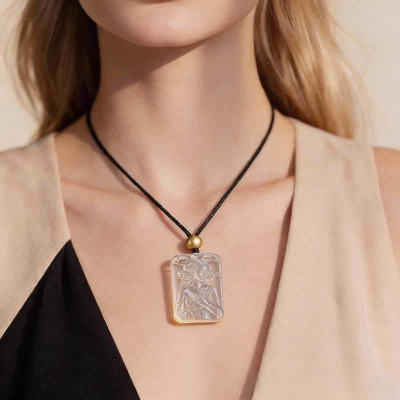 Zurah-Ma'yal The Mother of Molting Chalcedony Carved Pendant Necklace