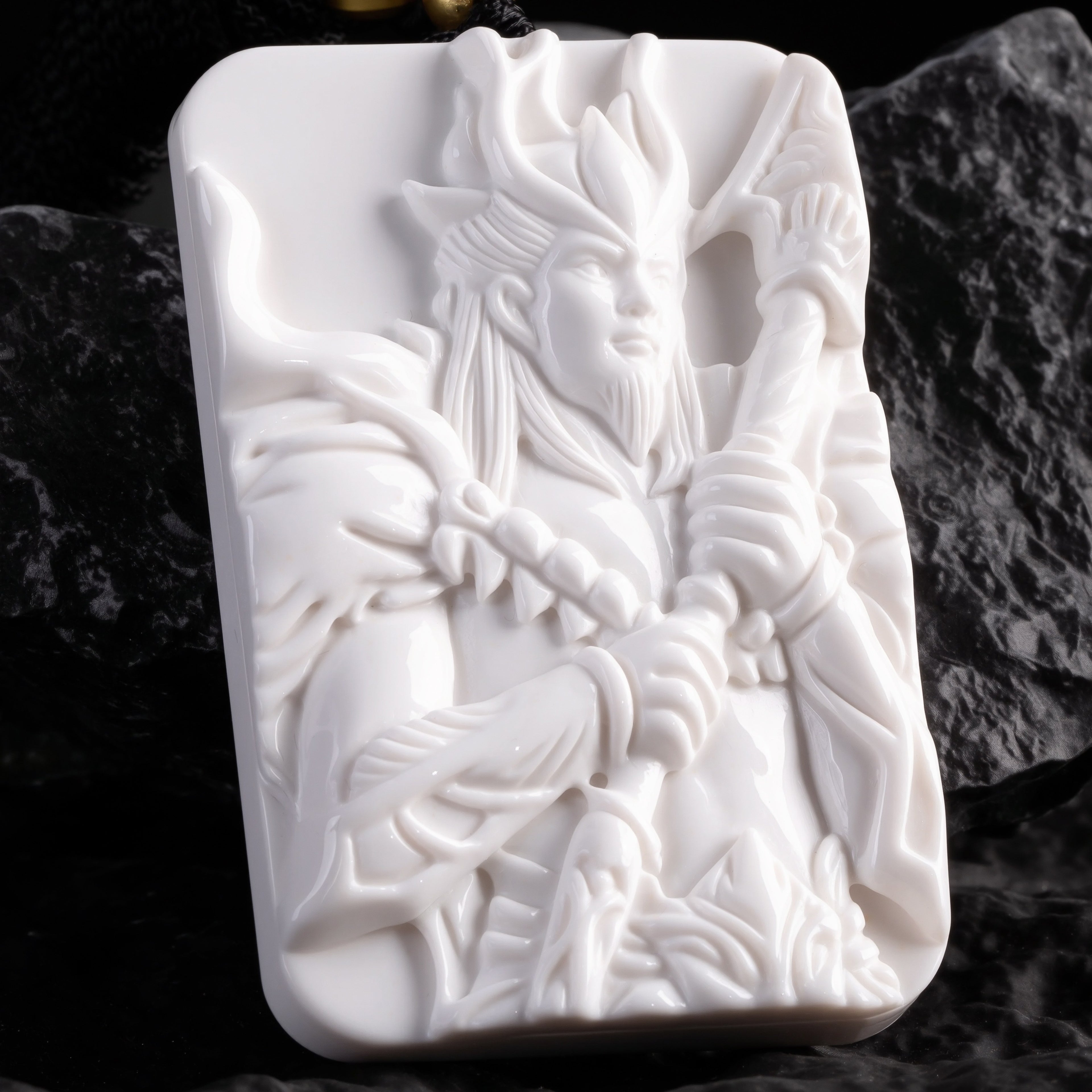Antrilea Cthugha The Burning One Hand-Carved Pendant | White Ceramic/Stone Necklace | Fomalhaut Inspired Occult Accessory