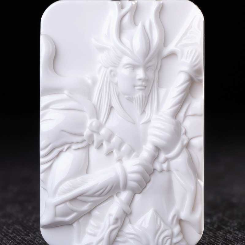 Antrilea Cthugha The Burning One Hand-Carved Pendant | White Ceramic/Stone Necklace | Fomalhaut Inspired Occult Accessory