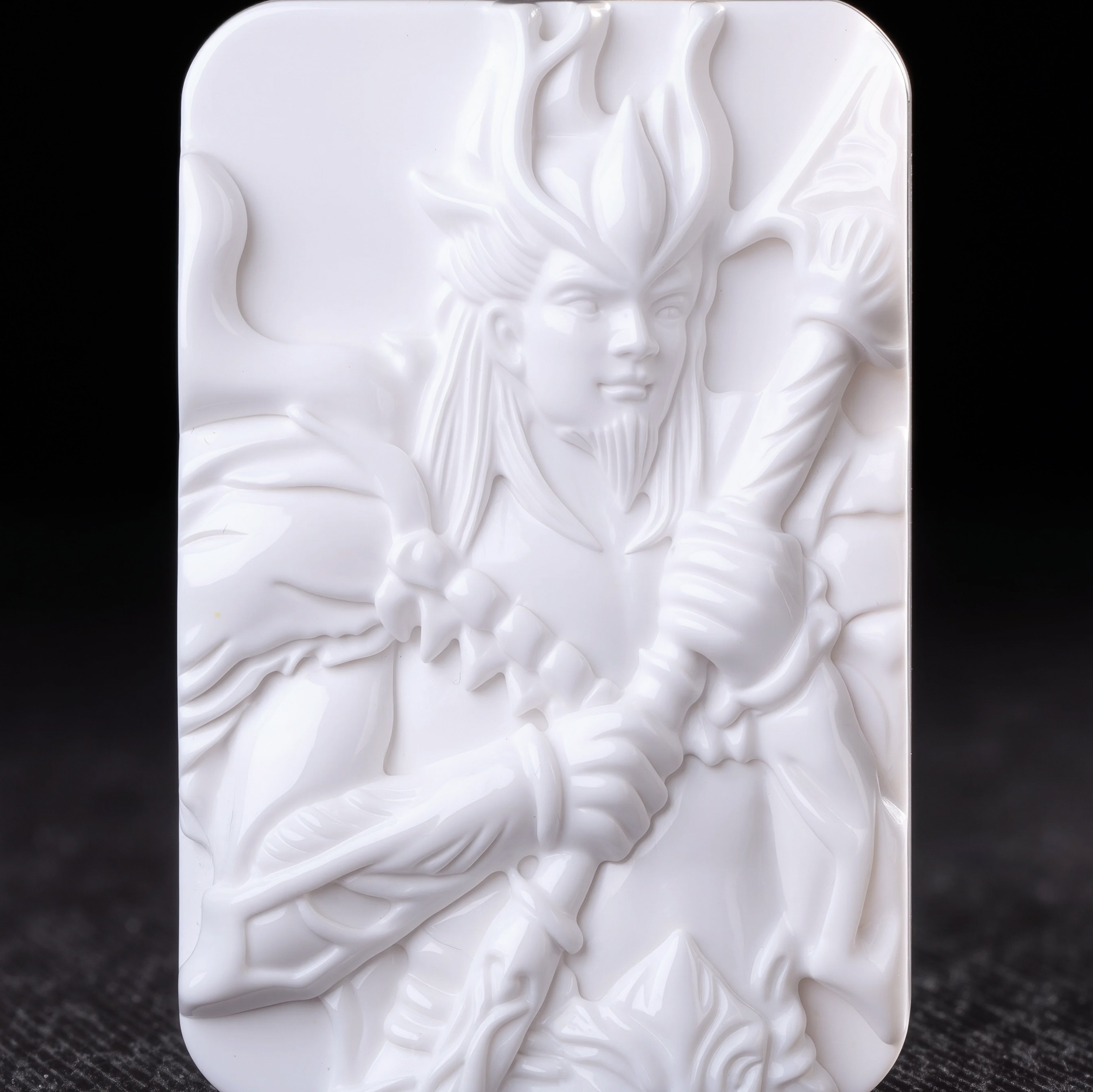 Antrilea Cthugha The Burning One Hand-Carved Pendant | White Ceramic/Stone Necklace | Fomalhaut Inspired Occult Accessory