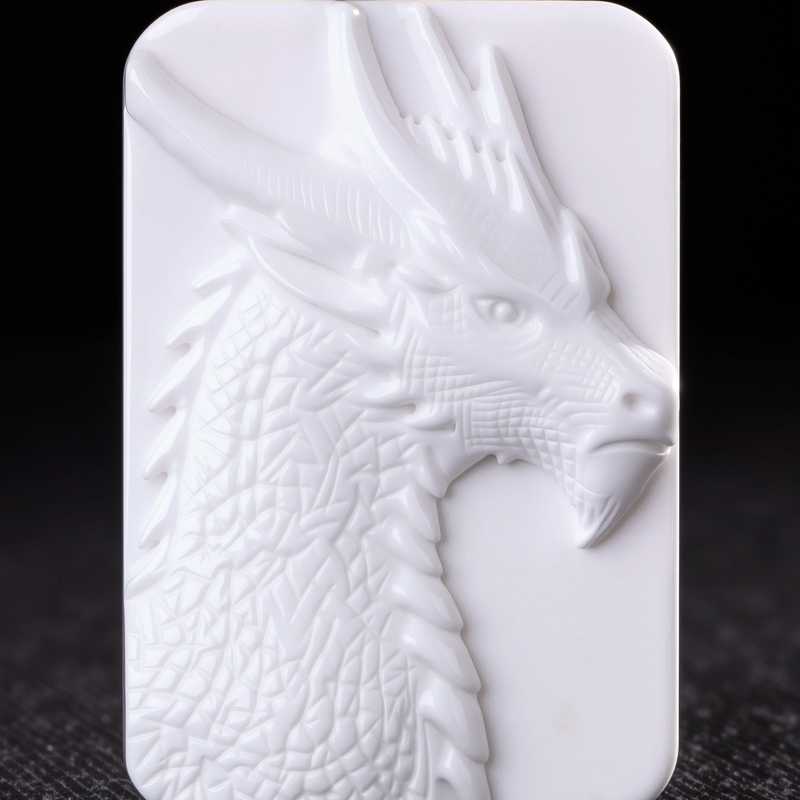 Handcarved Moon-Beast Pendant | Cthulhu Mythos Inspired Jewelry | White Porcelain Dragon Necklace for Cosmic Horror Fans