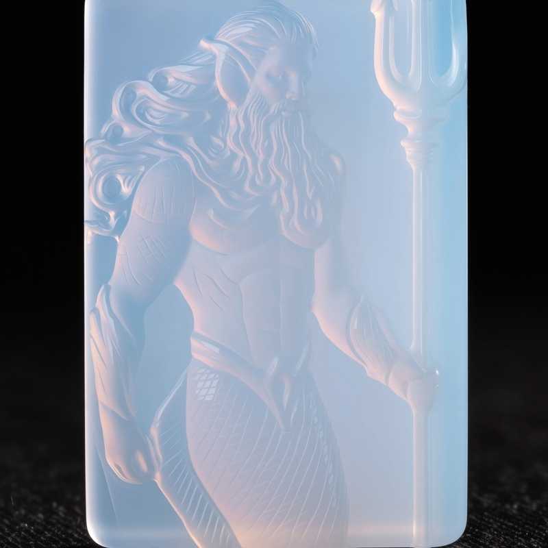 Hand Carved Dagon Opalite Pendant - Lovecraftian Cthulhu Mythology Jewelry