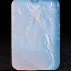 Arctic Aurora Fae-Dragon Opalite Carved Pendant | Fantasy Dragon Goddess Amulet