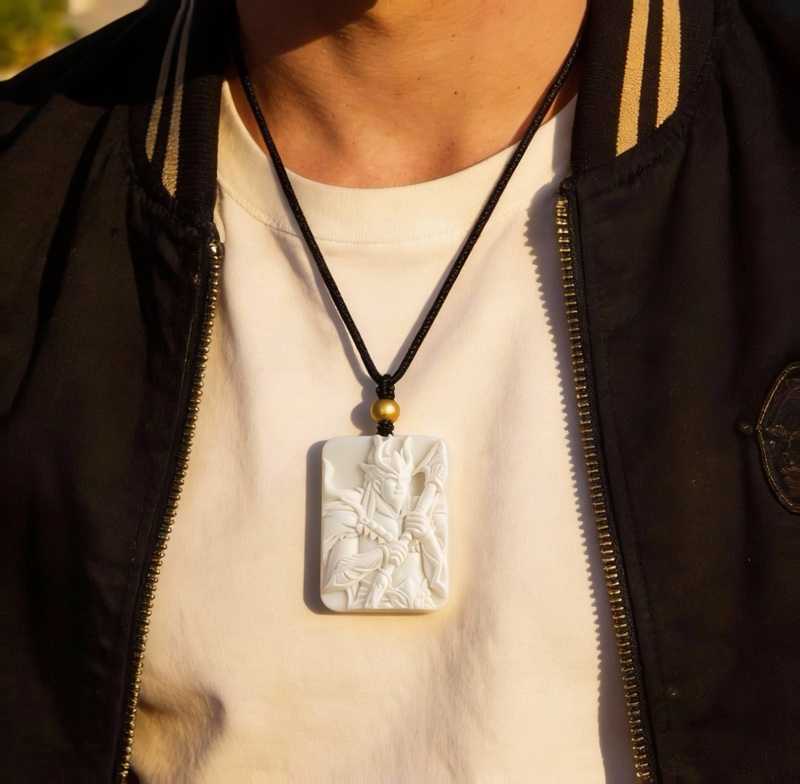 Antrilea Cthugha The Burning One Hand-Carved Pendant | White Ceramic/Stone Necklace | Fomalhaut Inspired Occult Accessory