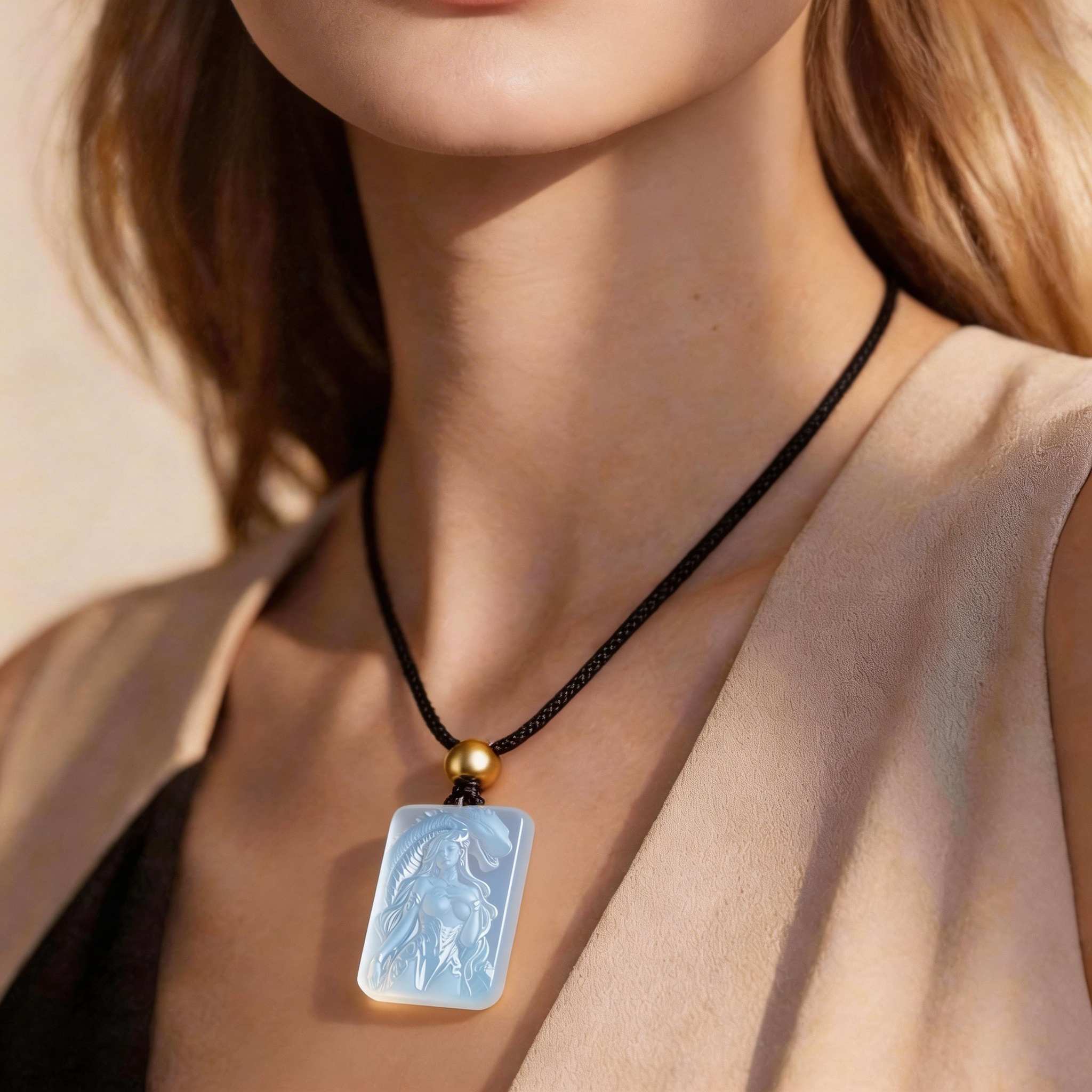 Cthulhu Mythos Ayi'ig "God of Venomous Wrath" Serpent God Icy Opalite Pendant - Great Old Ones Jewelry