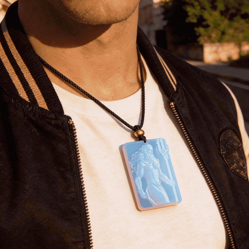 Hand Carved Dagon Opalite Pendant - Lovecraftian Cthulhu Mythology Jewelry