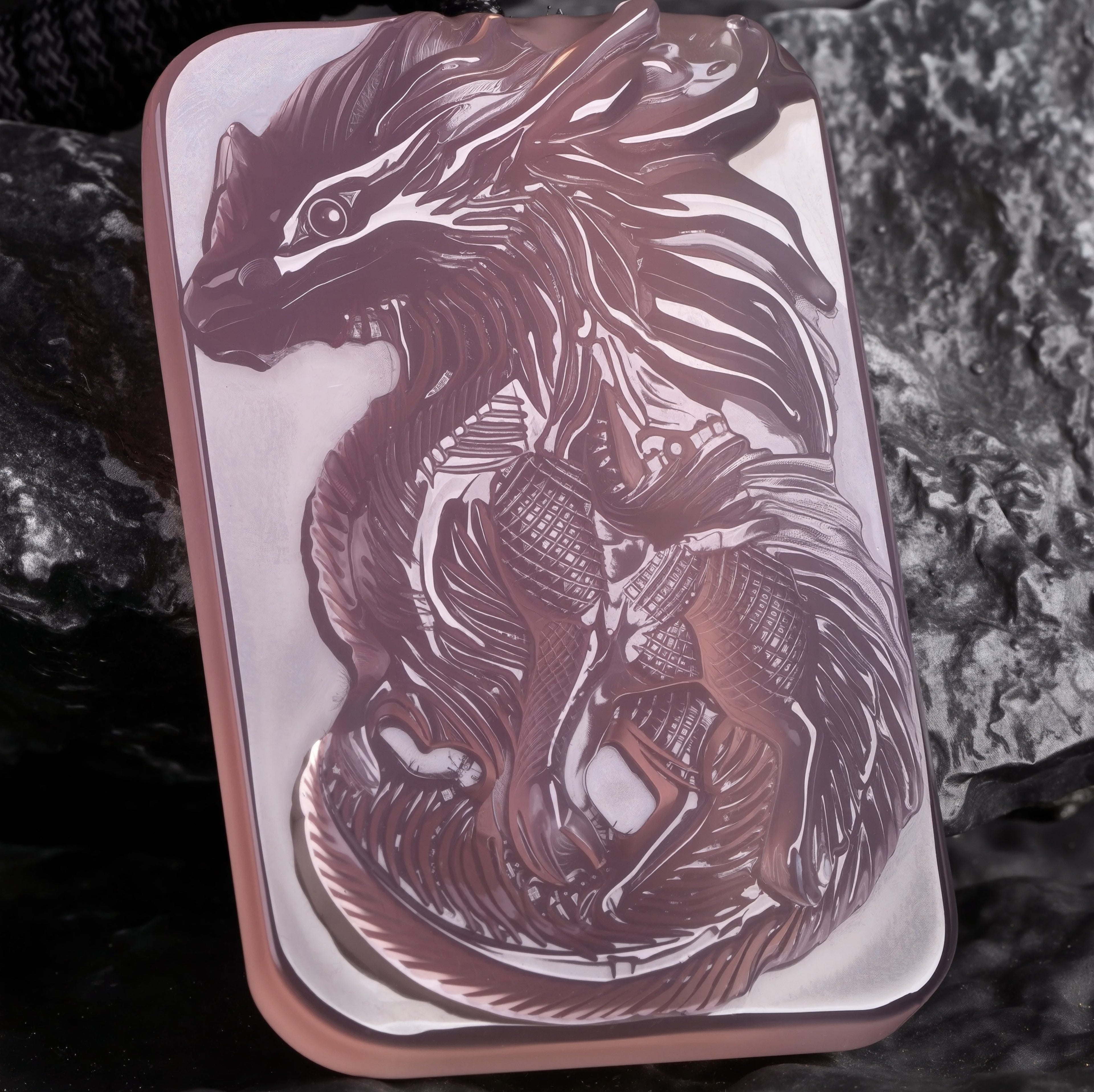 Amethyst Deep One Dragon Pendant | Cthulhu Mythos Jewelry | Hand-Carved Crystal Necklace for Cosmic Horror Fans