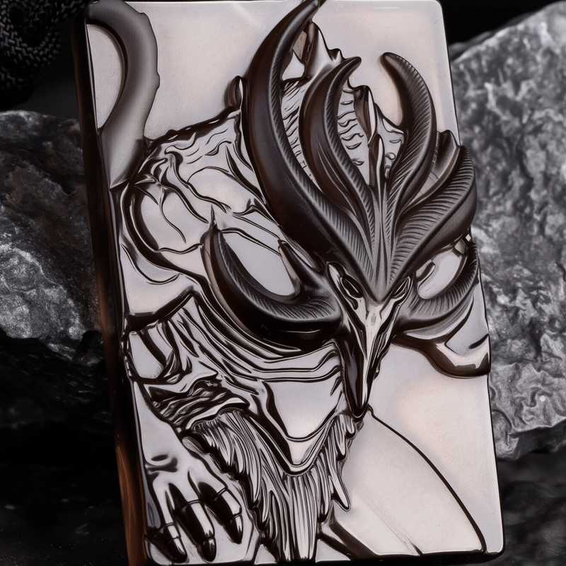 Hand Carved Nightgaunt Obsidian Pendant Necklace | H.P. Lovecraft Cthulhu Mythos Gothic Occult Cosmic Horror Jewelry for Men