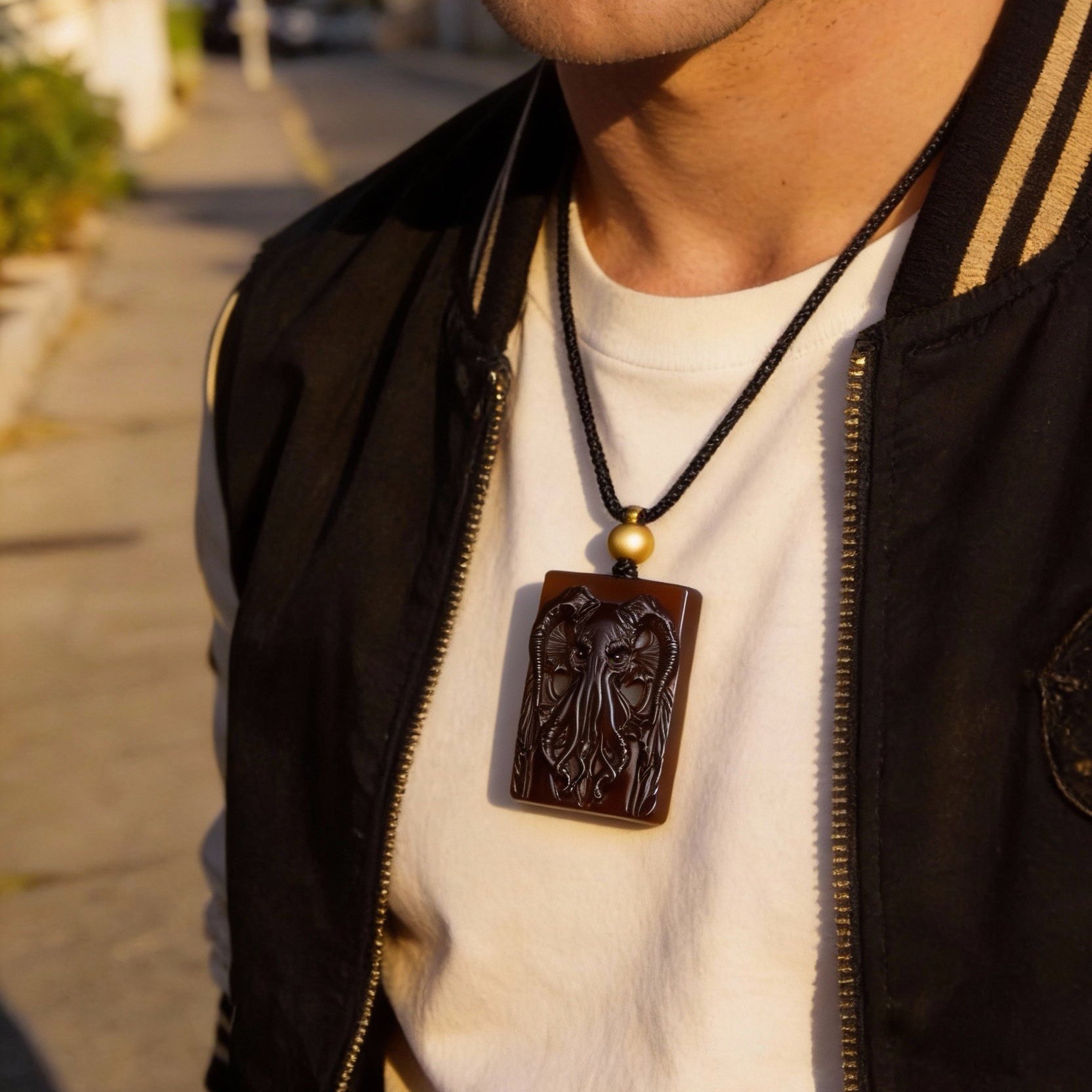 Cthulhu "Master of R'lyeh" Black Obsidian Pendant | Lovecraftian Great Old Ones Gothic Necklace