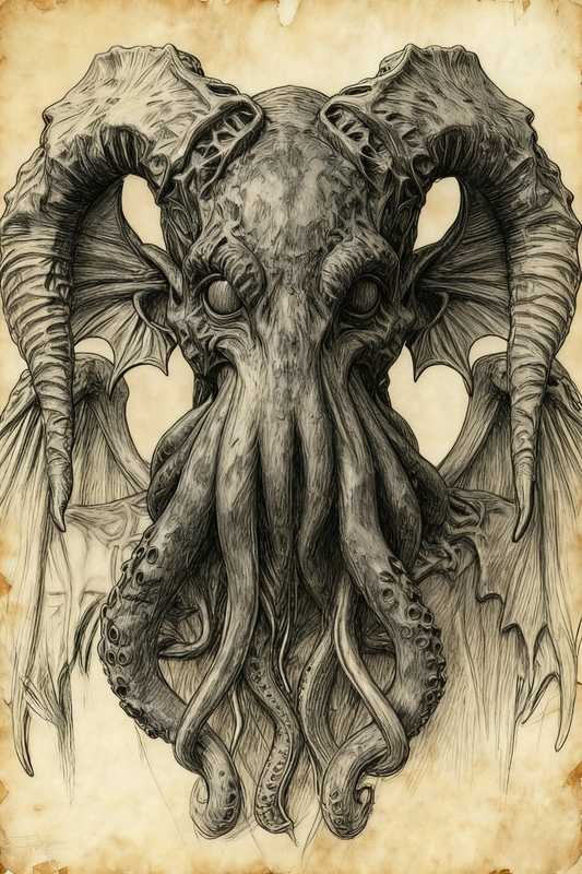 Cthulhu "Master of R'lyeh" Black Obsidian Pendant | Lovecraftian Great Old Ones Gothic Necklace