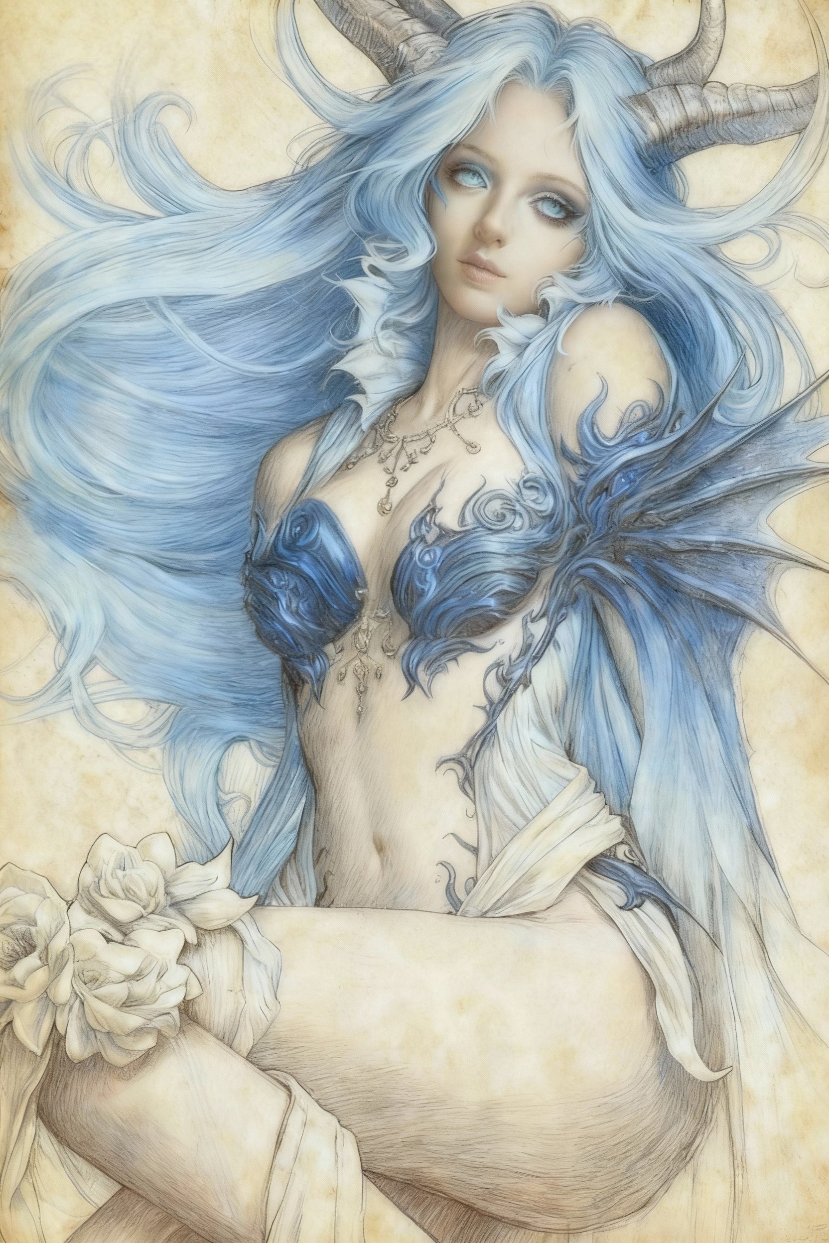 Arctic Aurora Fae-Dragon Opalite Carved Pendant | Fantasy Dragon Goddess Amulet