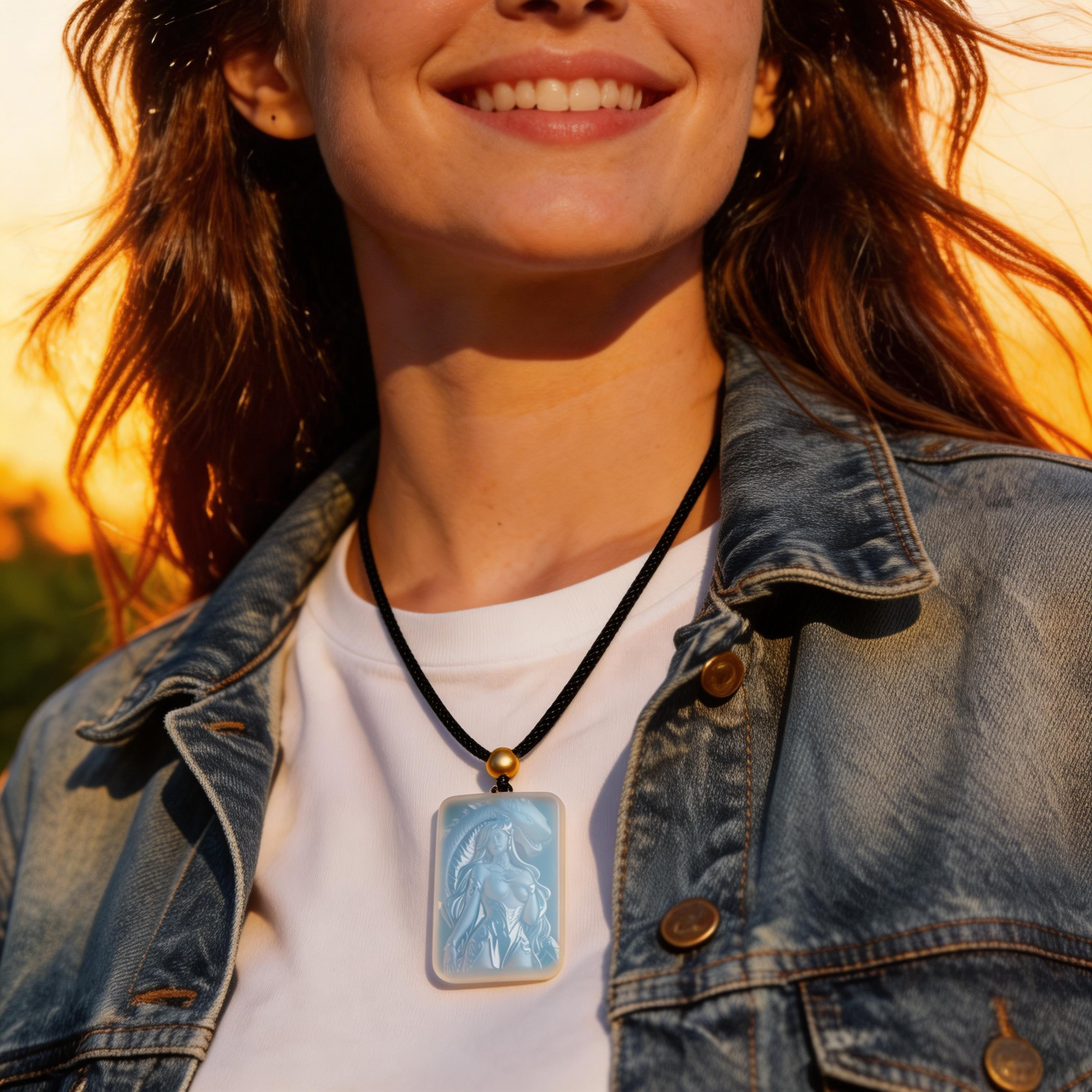 Cthulhu Mythos Ayi'ig "God of Venomous Wrath" Serpent God Icy Opalite Pendant - Great Old Ones Jewelry