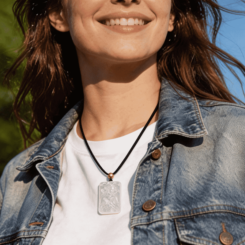 Zurah-Ma'yal The Mother of Molting Chalcedony Carved Pendant Necklace